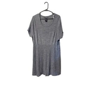 Lane Bryant Plus Size Gray Ribbed Knit Sweater Dress Short Sleeve Midi 22/24